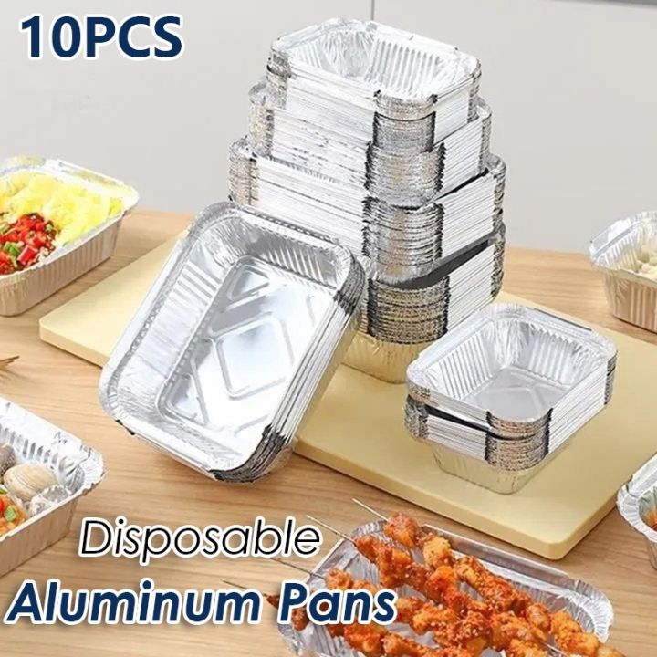 10Pcs 6/7/8 Inches Aluminum Foil Pan Waterproof Oilproof Non Stick