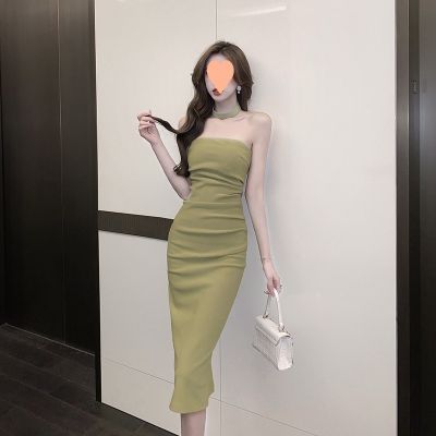 New pure desire wind spice strapless dress with sexy backless split neck dress