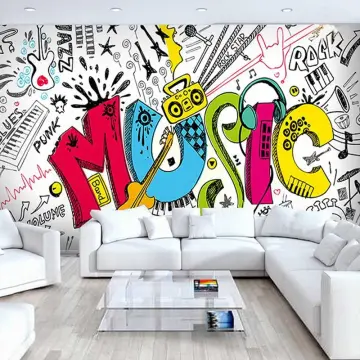 Custom Wallpaper Mural Retro Classic Fashion Music Theme | BVM Home