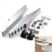 【LZ】cqdrh Concealed folding table guide rail hinge Aluminum telescopic cabinet table slide  Flat push folding furniture hardware