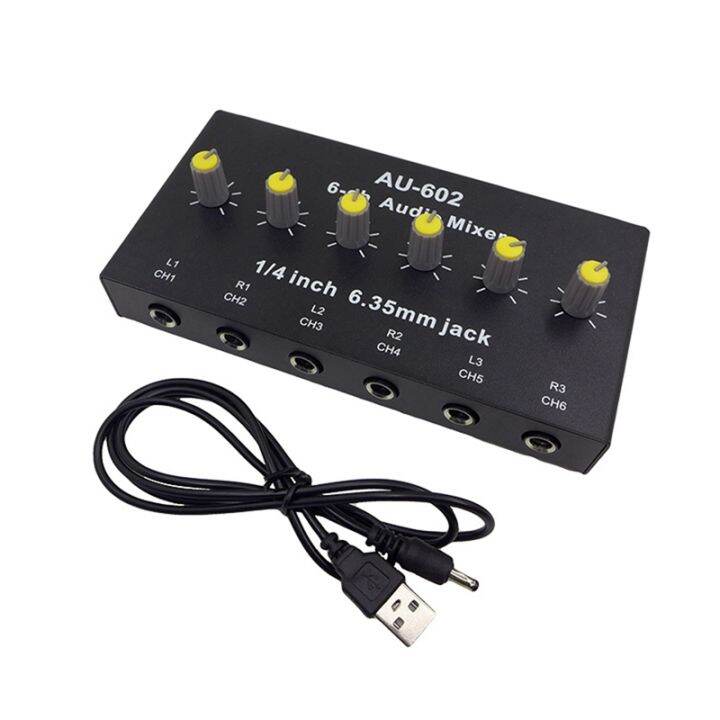 6Way Stereo Audio Signal Mixer Board Headphone Amplifiers Sound Mixing