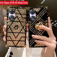 เคส A78แฟชั่นกันกระแทกสำหรับ Oppo ที่ยึดสำหรับผู้หญิง A98 A17 A57 A77S OppoA78 4G 5G แหวนดอกไม้ป้องกันเคสโทรศัพท์แฟชัน