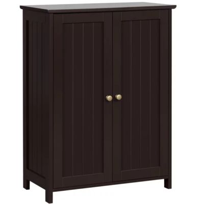 Contemporary Storage Cabinet with 2 Doors and 2 Adjustable Shelves Espresso armoire storage cabinets