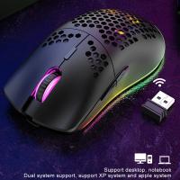 【ขาย】เมาส์เล่นเกมไร้สายไร้สายเข้ากันได้3200จุดต่อนิ้วออปติคอลเซนเซอร์ RGB แสง LED โฮมออฟฟิศเมาส์ Gamer สำหรับแล็ปท็อปพีซี Gamer