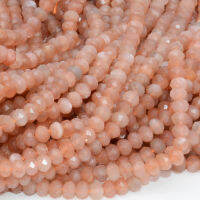 Natural Peach Moonstone Faceted Rone Beads 4x6mm