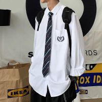 [ส่งของ][Tie ]~(โปรโมชั่น) Dk เครื่องแบบนักเรียน เสื้อเชิ้ตแขนยาว สีขาว สไตล์เกาหลี สําหรับผู้ชาย และผู้หญิง การเริ่มต้น