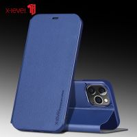 [Woo Fashion Case] X-Level หนังสือหนังพลิกกรณีสำหรับ iPhone 13 12 11 Pro XR XS Max 7 8พลัสอัลตร้าบางธุรกิจหนัง F Unda ปกกรณี