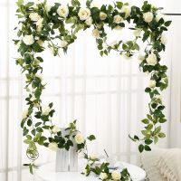 1.8m Artificial Rose Vine Flowers Green Leaves Garland for Wedding Arch DIY Fake Plant Vine Garden Wall Home Party Spring Decor