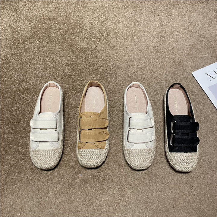 gentle-wanwan-lei-style-straw-fisherman-shoes-womens-shoes-2023-spring-and-autumn-thin-all-matching-outer-wear-closed-toe-half-slippers