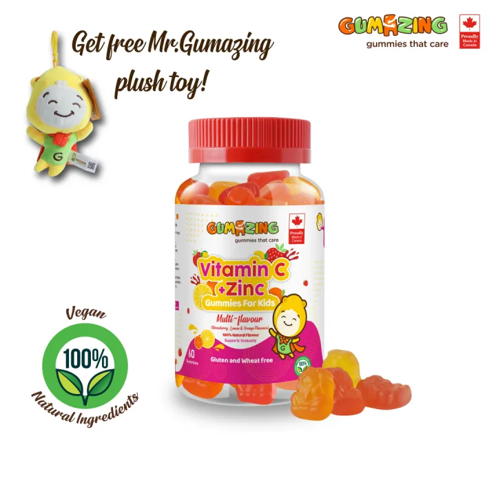 Gumazing Kids Daily Gummy Vitamins: Vitamin C & Zinc for Immune Support, 60 Gummies (30 Day Supply)