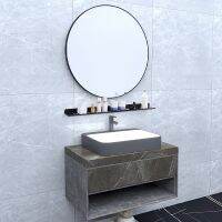 [COD] faucet bathroom mirror front cosmetics wall-mounted punch-free wash face storage