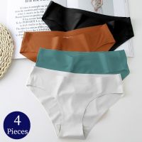 【CW】 Giczi 4PCS/Set Women  39;s Panties Colors Seamless Silk Breathable Briefs Thin Underpants