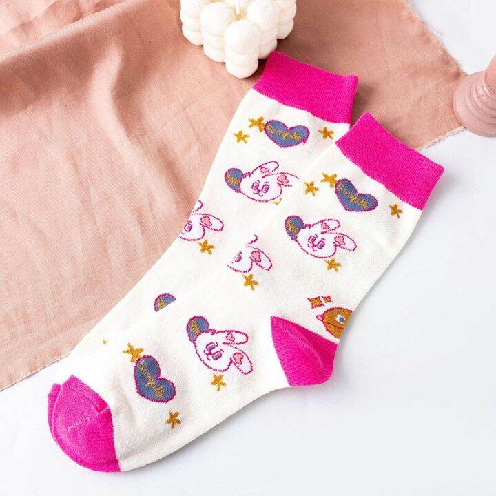 fun-cartoon-personality-creative-funny-tube-socks-for-women-korea-cute-autumn-winter-thick-female-socks