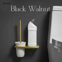 Modern Wall Mounted Bathroom Accessories Space Aluminum Golden Toilet Brush Holder with Ceramic Cup Wall Hanging Storage Shelf