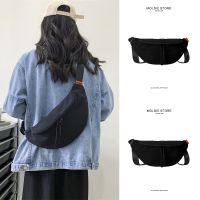 Summer canvas bag ladies 2023 new trendy niche casual Messenger dumpling bag sports pocket mountain climbing chest bag 【QYUE】