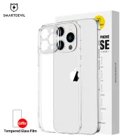 SmartDevil Transparent Glass Phone Case For iPhone 13 Pro max 13Pro 13 Mini 12 Pro max 12 mini 11 Pro Max X XS XR XS Max With Soft Borders Anti Fingerprint Protect From Scraping