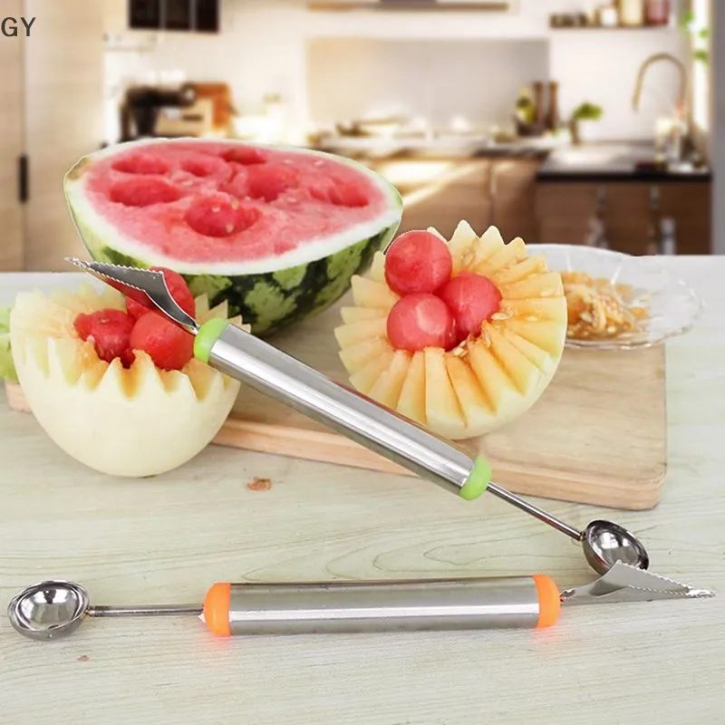 Stainless Steel Double-End Scoop Spoon, Fruit/Ice Cream Double Scoop, Fruit  Baller, Watermelon/Melon Baller, Pack of 1 Color - Random 