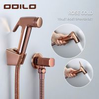 ✢♂ ODILO Brass Bathroom Rose Gold toilet bidet sprayer shattaf set Handheld shower Angle Valve water tap faucet