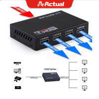 Actual【COD】1X4เต็ม HD HDMI Splitter 4พอร์ตฮับรีพีตเตอร์เครื่องขยายเสียง V1.4 3D 1080P 1ใน4 Out