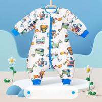 Baby Sleeping Bag Cartoon Print Toddlers Split-leg Sleeping Bag Combed Cotton Air-layer Zipper Open Crotch Wide Hem Kids Bedding