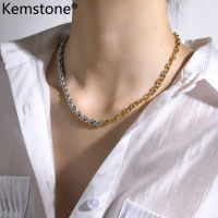 Kemstone สร้อยคอโซ่ชุบเงินโซ่ทองเกลียวสแตนเลสสำหรับผู้หญิง