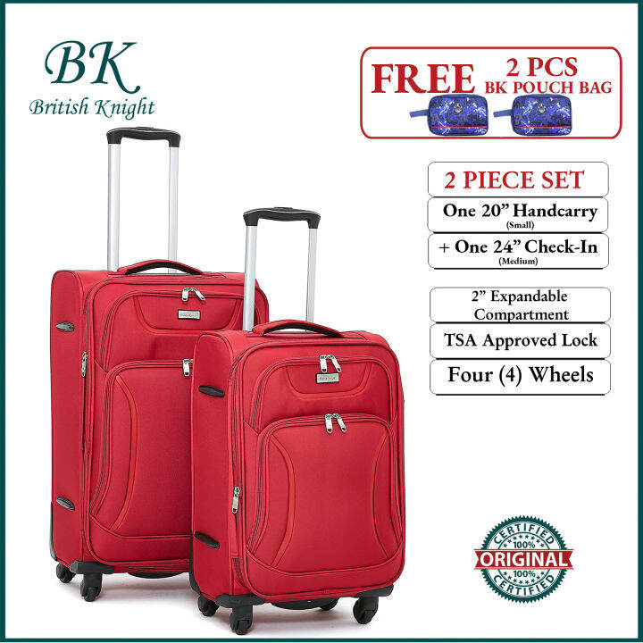 British Knight BSQ402 LSE Red2Piece (SET) Expandable Luggage with TSA