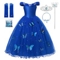 Cinderella Cosplay Costume Kids Layers Deluxe Ball Gown Princess Dresses Christmas Wedding Evening Dress Cosplay Dresses