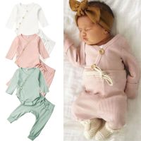 0-18 months Infant Newborn Baby 2PCS Set Long Sleeve Knit Striped Romper Long Pant Boy Girl Winter Pajamas Clothes Outfit Set  by Hs2023