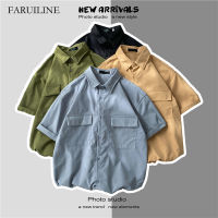 FARUILINE STORE MEN111 เสื้อเชิ้ตแขนสั้นผู้ชาย เสื้อแฟชั่นผช ลุคสตรีท สไตล์เกาหลี