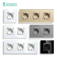 BSEED EU Standard Waterproof Sockets 16A Electric Wall Socket Outdoor Single Crystal Bathroom Double Outlet Triple Cover Sockets