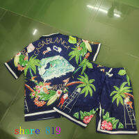 ผ้าบาง SURF CLUB CASABLANCA กางเกงขาสั้นเสื้อชุดผู้ชายผู้หญิงฮาวาย Beach Seaside Holiday Short Suit