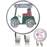 1pc Golf Ball Marker Car And Kiss My Putt Rhinestone Diamonds New Style Golf Accessories With Magnet Hat Clip For Girl Friend