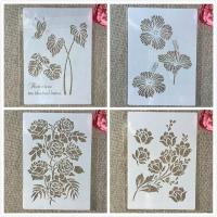 ✶✇ 4Pcs A4 29cm Flower Leaves Butterfly DIY Layering Stencils Wall Painting Scrapbook Coloring Embossing Album Decorative Template