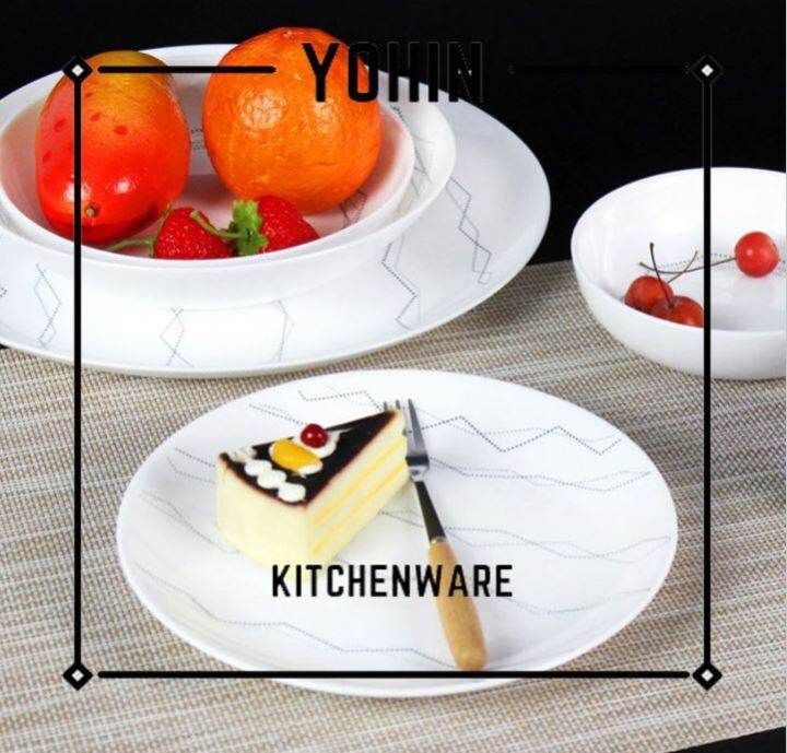 YOHIN Luminarc Microwavable Tempered Glass Flat Plate/ Pinggan Makan/ 大理石条纹盘 碟 Lazada