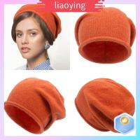 LIAOYING สีทึบทึบ หมวกผ้าฝ้ายแคชเมียร์แบบสวมหัว ลำลองแบบสบายๆ ฤดูหนาวที่อบอุ่น หมวกบีนนี่ ทันสมัยและทันสมัย นุ่มนุ่มๆ หมวกแก็ปฝากระโปรง ผู้หญิงผู้หญิงผู้หญิง