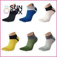 SUN BOX เทรนเนอร์ ตัดต่ำตัด หายใจข้อเท้า คลาสสิกแบบคลาสสิก ถุงเท้าผ้าฝ้ายผู้ชาย ถุงเท้าผ้าฝ้ายห้านิ้วของผู้ชาย กีฬาที่เป็นของแข็ง ห้านิ้ว