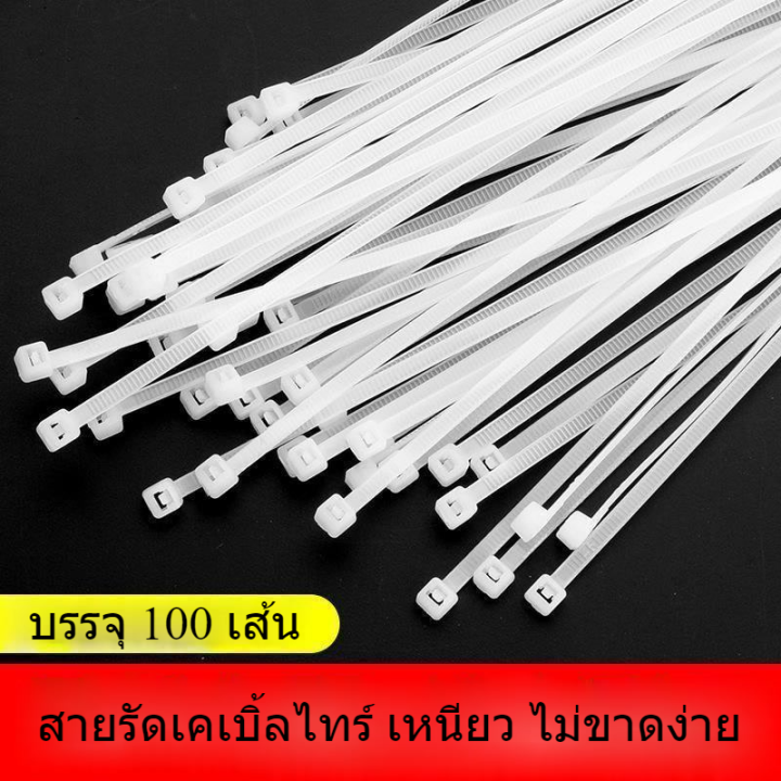 เคเบิ้ลไทร์-100-เส้น-เหนียวทนทาน-ล็อกแน่น-cable-tie-สายรัดรัดอเนกประสงค์-หนวดกุ้ง-สายรัด-พลาสติก