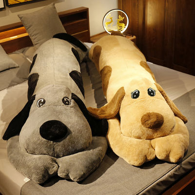 （HOT) ของเล่นตุ๊กตานุ่มพิเศษตุ๊กตาสุนัขตัวเดียวขนาดใหญ่นอนบนเตียงหมอนขายาวสำหรับเด็กวัน
