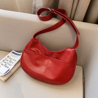 Retro Fashion Underarm Bag ins Western Style Shoulder Korean Version Large-Capacity Soft Leather Cross-Body 【AUG】