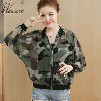 Casual Thin Camouflage แจ็คเก็ตฤดูร้อนผู้หญิง Oversize ชีฟองสั้น er Chaquetas หลวมแขนยาว Sun Protection Outerwear