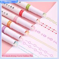 SIERWU 6PCS คริสมาสต์ เครื่องเขียนศิลปะ เส้นโค้งเส้น สีสันสดใส ดอกไม้-รูปร่าง เครื่องมือวาดภาพวาด ปากกามาร์กเกอร์ รวมแบบบูรณาการ หลายรูปทรง ปากกาเน้นข้อความโค้ง