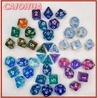 CAIOHUA 7Pcs/set เกมตาราง ลูกเต๋า DND 7-Die D4 D6 D8 D10 D12 D20 ลูกเต๋าหลายด้าน ทนทานต่อการใช้งาน เกมปาร์ตี้ปาร์ตี้ ลูกเต๋าเกม TRPG DND