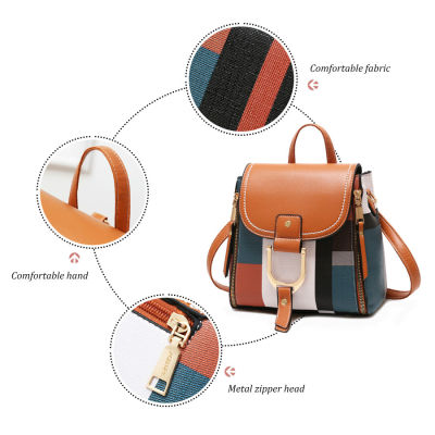 Designer Backpacks Women PU Leather Backpacks Female School Bag for Teenager Girls Laides Travel Back Bag Colorful Retro Bagpack