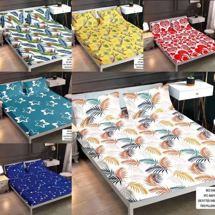 HJQ 3 in 1 SET queen SIZE bed flat sheet♩ Lazada PH