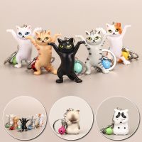 Multi Styles Dancing Cat Keychain Cartoon Kitten Ornament Keyring Women Bag Pendant Funny Design Kids Girls Birthday Gift