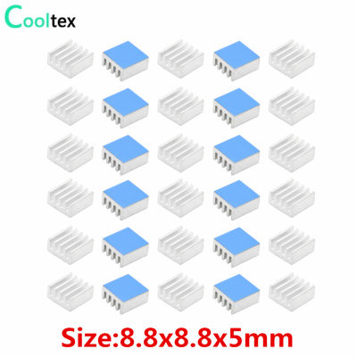 30pcs 8.8x8.8x5mm Aluminum Heatsink Radiator Cooling Cooler heat sink For Electronic Chip IC With Thermal Conductive Tape Adhesives Tape