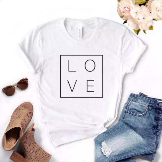 พร้อมส่งเสื้อยืดลายlove-เสื้อคู่รัก