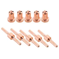 【YY】10Pcs Consumables Copper Extended Long Tip Electrodes And Long Nozzles For PT31 LG40 40A Air Plasma Cutter