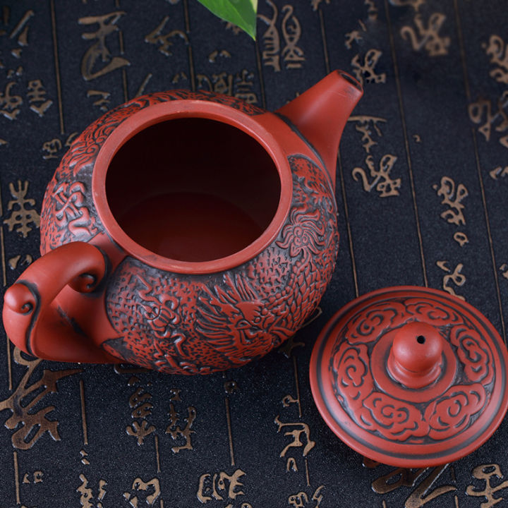 360มิลลิลิตรจีนยูนิคอร์นกาน้ำชา-t-eaware-puer-หม้อชาแฮนด์เมดดินสีม่วงกังฟูชากาต้มน้ำ