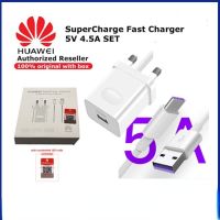 100% Original Huawei SuperCharge 22.5W Quick Charger UK Plug 5A Type C Cable